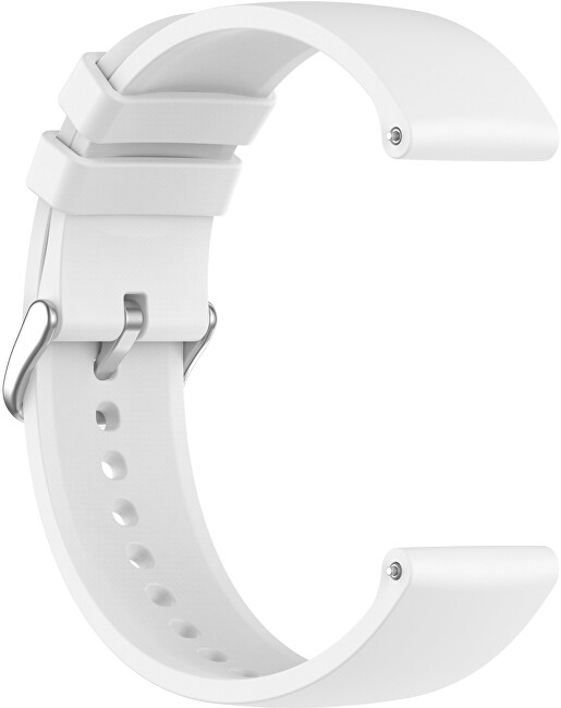 Univerzální silikonový řemínek se stříbrnou sponou 20 mm - White