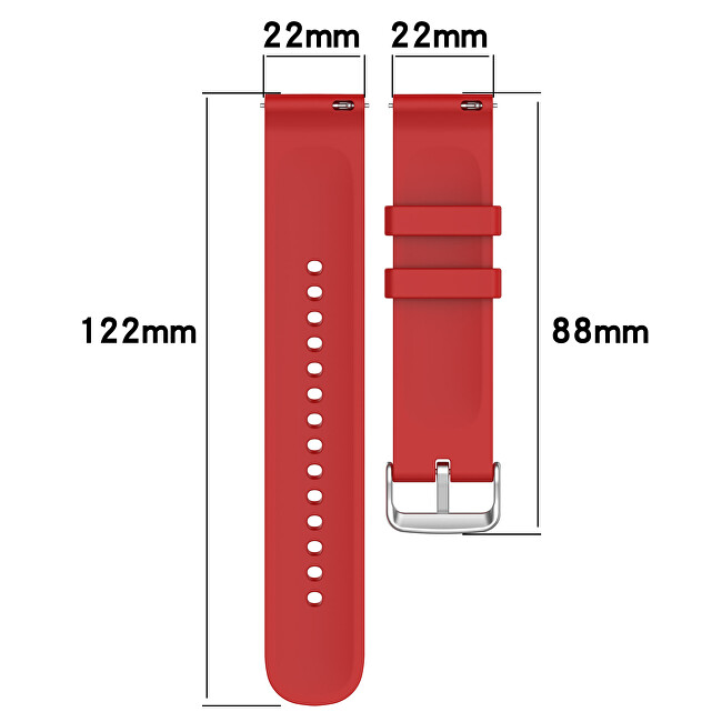 Univerzální silikonový řemínek se stříbrnou sponou 22 mm - White