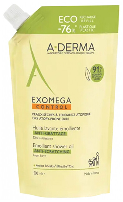A-Derma Exomega Control Emollient Shower Oil - Refill 500ml Vonios ir dušo priemonė thumbnail 1