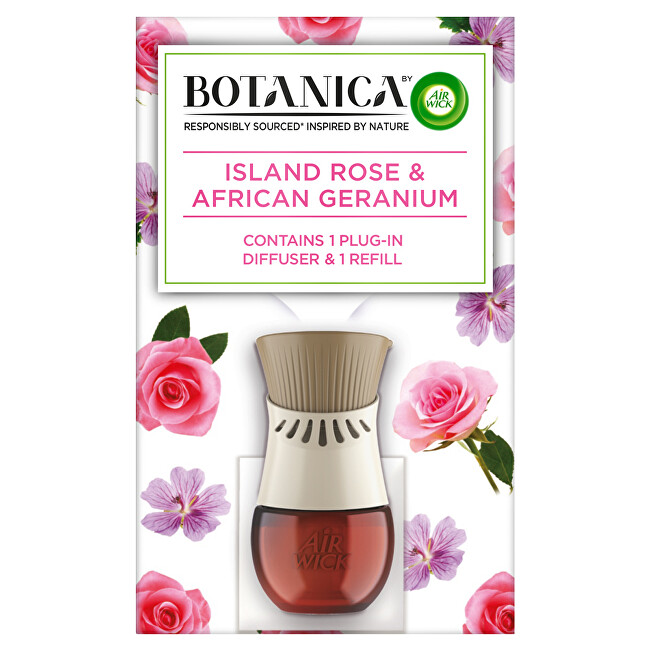 Air Wick Elektrický difuzér a náplň Botanica Exotická růže a africká pelargónie 19 ml