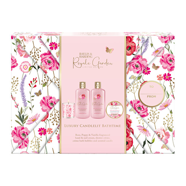 Baylis & Harding Dárková sada péče o tělo se svíčkou Royale Garden 4 ks