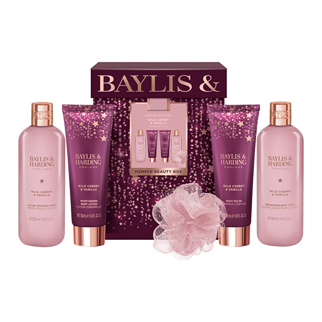 Baylis & Harding Dárková sada péče o tělo v krabičce Wild Cherry & Vanilla 5 ks