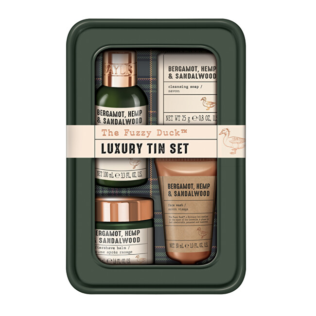 Baylis & Harding Dárková sada v plechové dóze Bergamot, Hemp & Sandalwood 4 ks