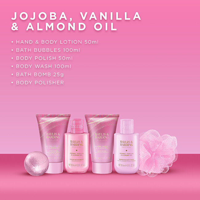 Baylis & Harding Dárková sada péče o tělo Jojoba, Vanilla & Almond Oil 6 ks