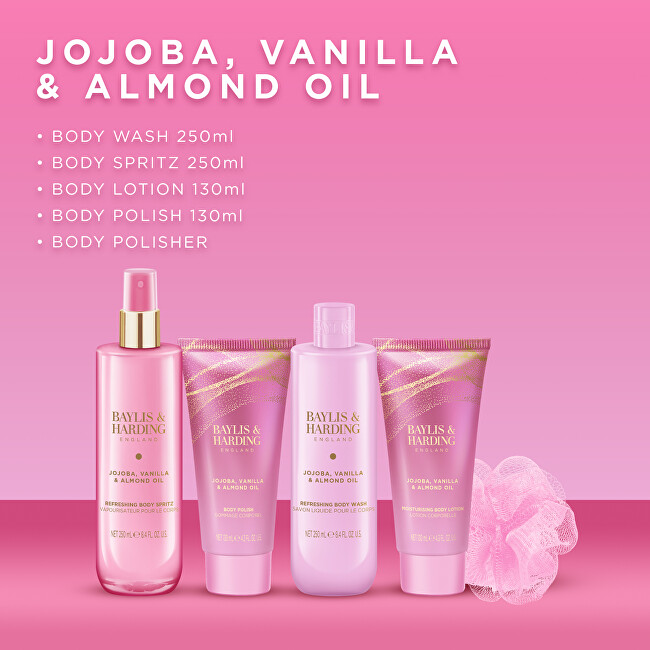 Baylis & Harding Sada péče o tělo v dárkové krabičce Jojoba, Vanilla & Almond Oil 5 ks