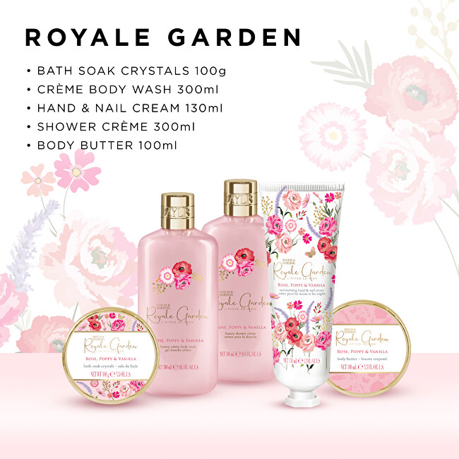 Baylis & Harding Sada péče o tělo v květinovém boxu Royale Garden 5 ks