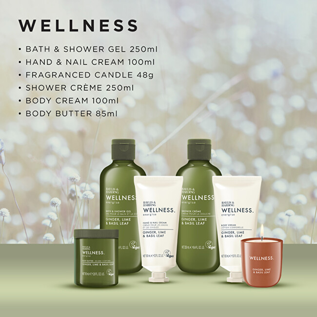 Baylis & Harding Dárková sada péče o tělo se svíčkou Ginger, Lime & Basil Leaf 6 ks