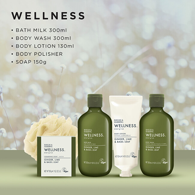 Baylis & Harding Dárková sada péče o tělo v košíku Ginger, Lime & Basil 5 ks