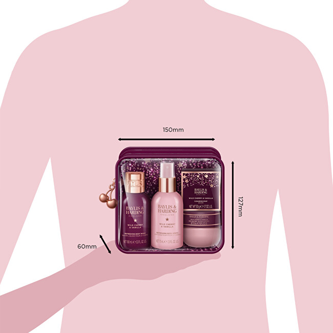 Baylis & Harding Dárková sada péče o tělo v taštičce Wild Cherry & Vanilla 4 ks
