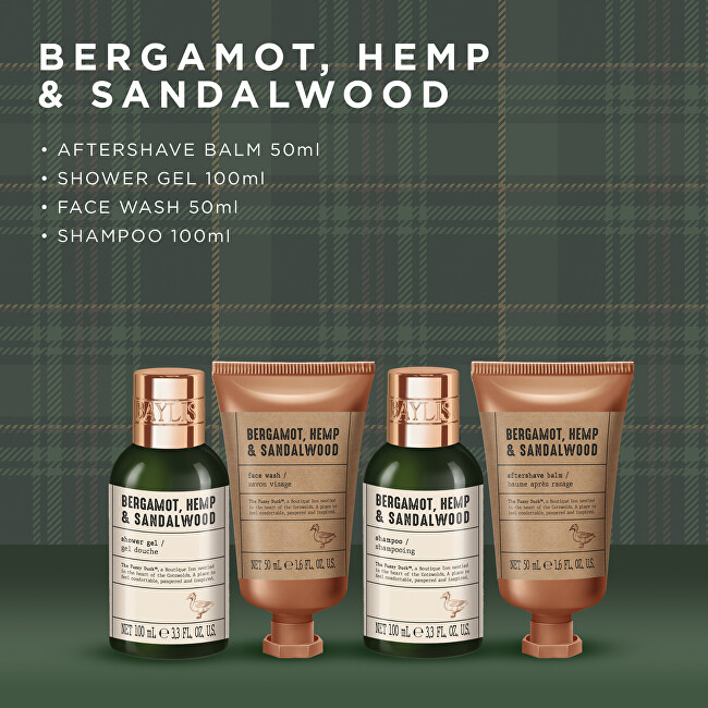 Baylis & Harding Dárková sada v kosmetické taštičce Bergamot, Hemp & Sandalwood 4 ks