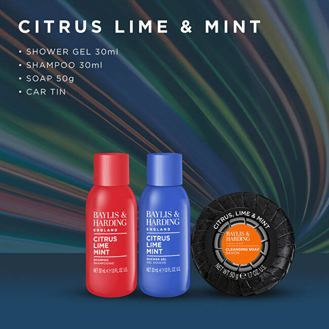 Baylis & Harding Dárková sada v plechovce ve tvaru auta Citrus, Lime & Mint 3 ks