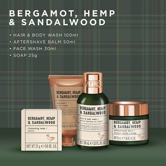 Baylis & Harding Dárková sada v plechové dóze Bergamot, Hemp & Sandalwood 4 ks