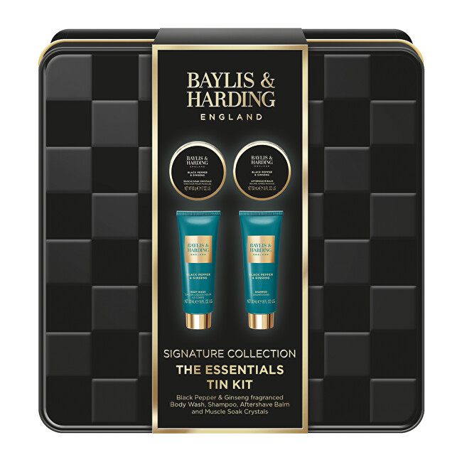 Baylis & Harding Dárková sada v plechové dóze Black Pepper & Ginseng 4 ks