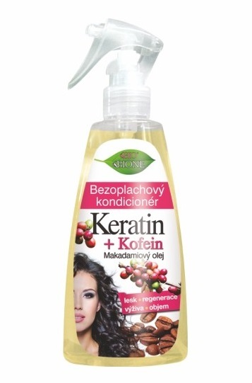 Bione Cosmetics Bezoplachový kondicionér ve spreji Keratin + Kofein 260 ml