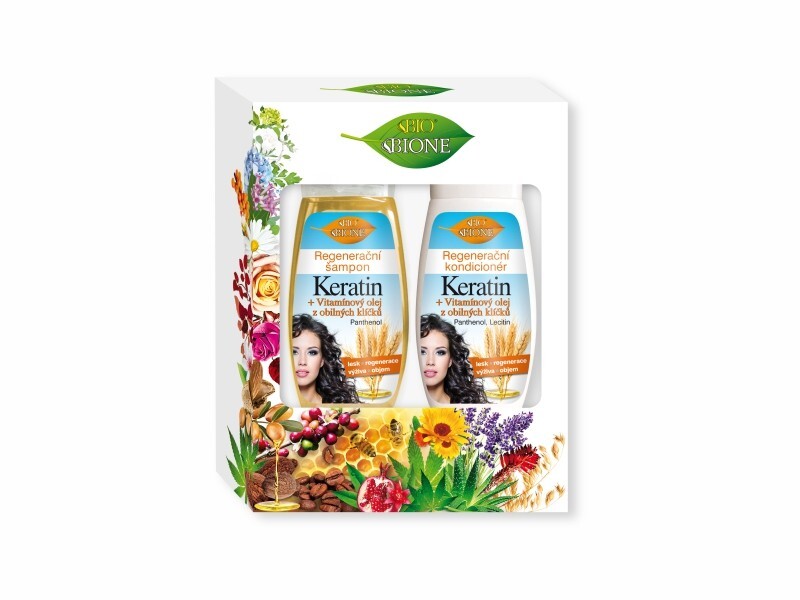 Bione Cosmetics Darčeková sada vlasovej starostlivosti Keratin + Klíčkový olej