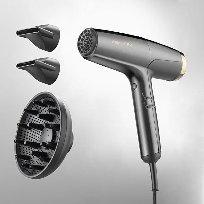 BaByliss PRO Profesionální vysokorychlostní fén na vlasy Falco Grey & Gold BAB8550E