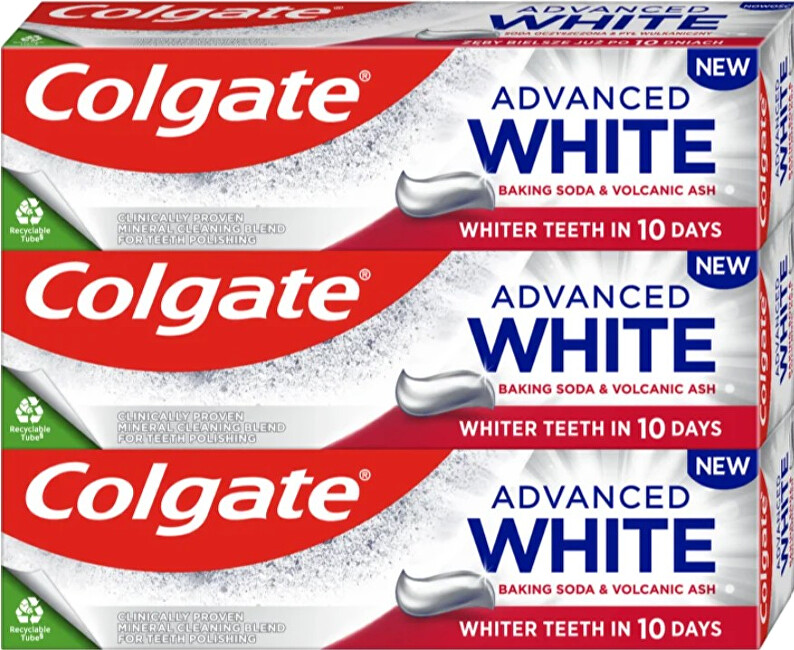 Colgate Advanced White Baking Soda & Volcanic Ash Trio Whitening Toothpaste 3 x 75 ml 75ml Balinoša zobu pasta thumbnail 2