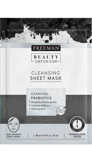 Freeman Čisticí látková maska Aktivní uhlí a probiotika Beauty Infusion (Cleansing Sheet Mask) 25 ml