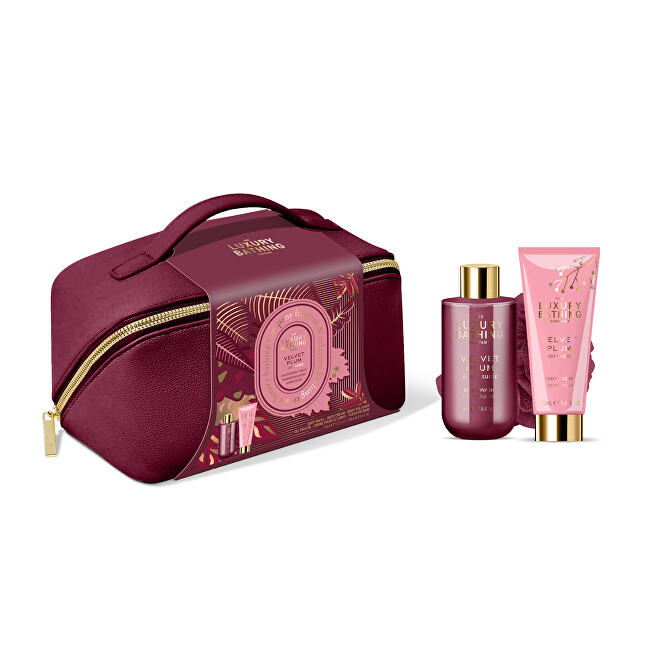 Grace Cole Dárková sada péče o tělo v taštičce Velvet Plum & Soft Suede 3 ks