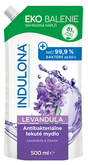 Indulona Antibakteriální tekuté mýdlo Levandule - náhradní náplň 500 ml