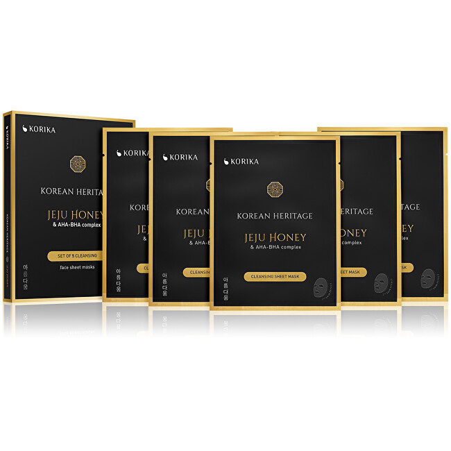 Sada čisticích plátýnkových masek s Jeju medem a AHA, BHA komplexem Korean Heritage 5 × 25 g