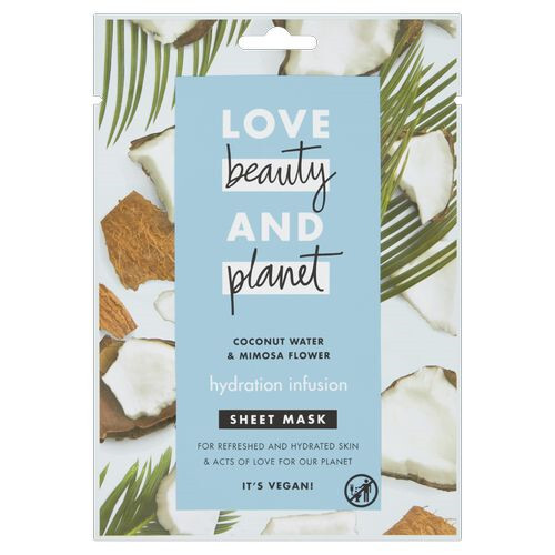 Love Beauty and Planet Textilní hydratační pleťová maska s kokosovou vodou a květy mimózy (Hydration Infusion Sheet Mask) 1 ks
