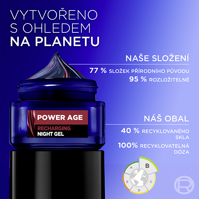 Noční pleťový gel Men Expert Power Age (Recharging Night Gel) 50 ml
