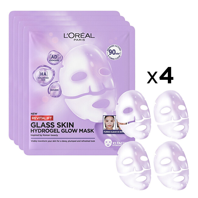 L'Oréal Paris Sada rozjasňujících masek Filler Glass Skin Mask 4 x 25 g