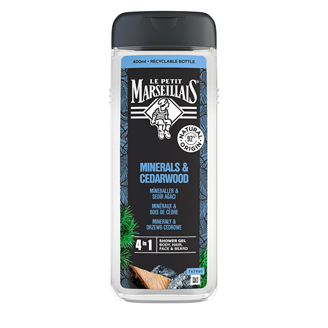 Le Petit Marseillais 4 in 1 Minerals & Cedarwood Shower Gel 400ml Dušo želė thumbnail 1