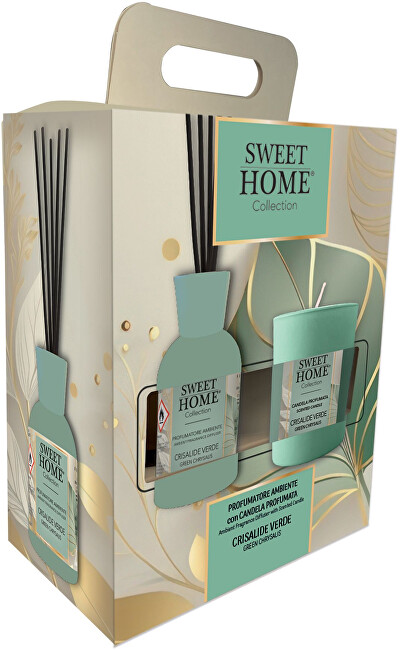 Gift set of aroma diffuser with candle Green Chrysalys