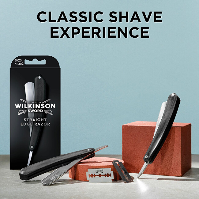 Wilkinson Sword Břitva Cut Throat + náhradní žiletky Double Edge Blades 5 ks