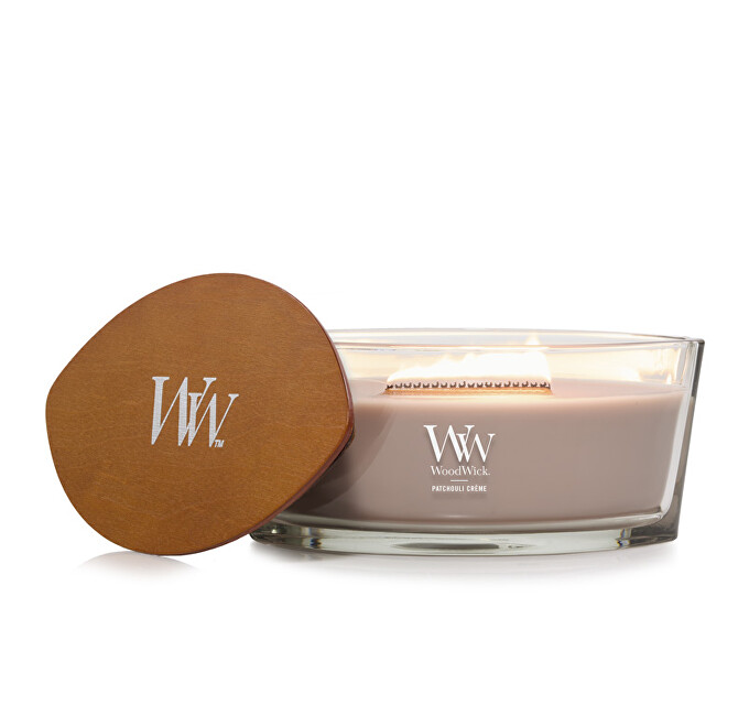 WoodWick Vonná svíčka loď Patchouli Creme 453,6 g