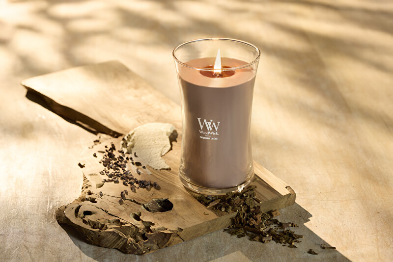 WoodWick Vonná svíčka váza velká Patchouli Creme 609,5 g