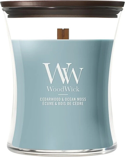 WoodWick Vonná svíčka váza střední Cedarwood & Ocean Moss 275 g