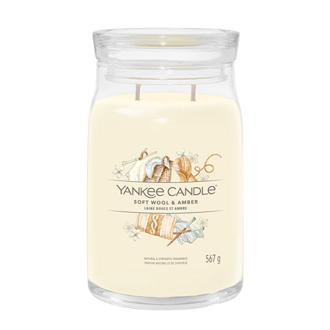 Yankee Candle Aromatická svíčka Signature sklo velké Soft Wool & Amber 567 g