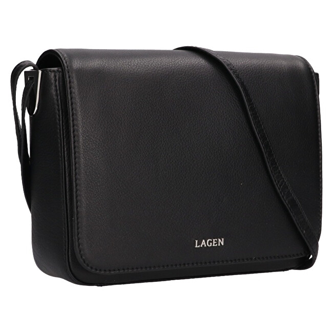 Lagen Dámská kožená crossbody kabelka  BLC-22-2061 BLK