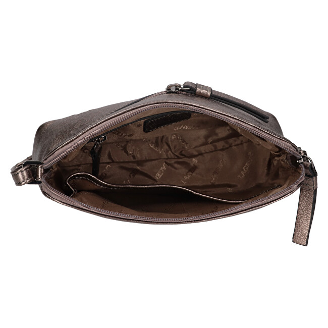 Lagen Dámská kožená crossbody kabelka LG022M DK.SILVER