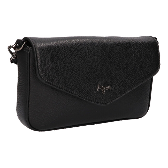 Lagen Dámská kožená crossbody kabelka LG 050 black