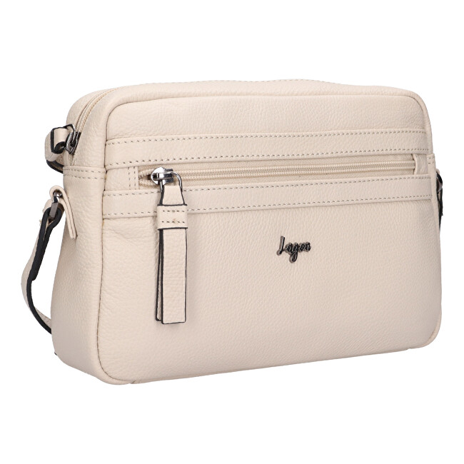 Dámská kožená crossbody kabelka LG146 white