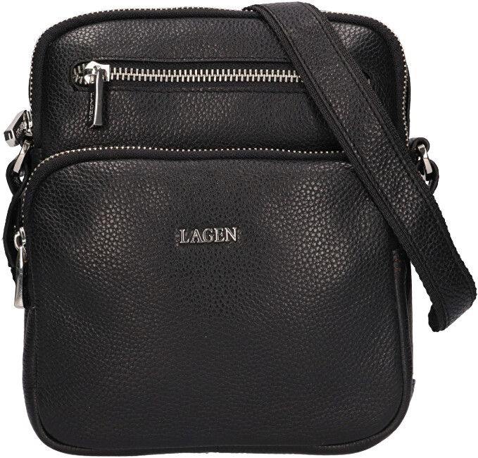 Lagen Pánská kožená crossbody taška 6048 BLK