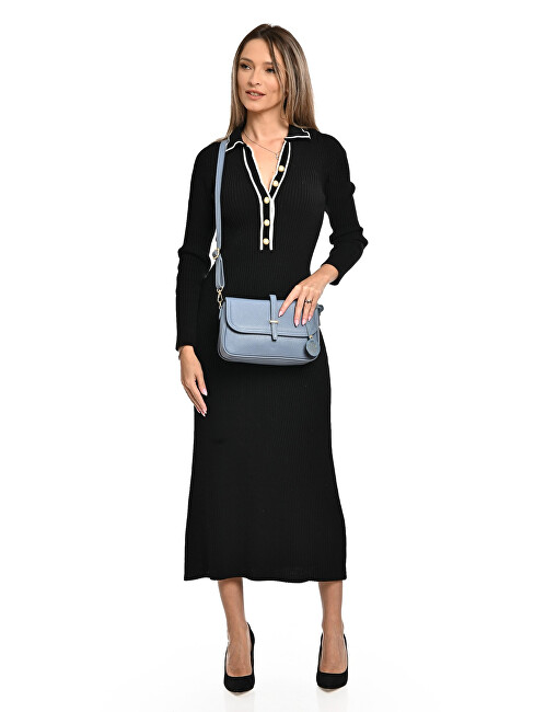 Luisa Vannini Dámská kožená crossbody kabelka LV 1938 Celeste Scuro