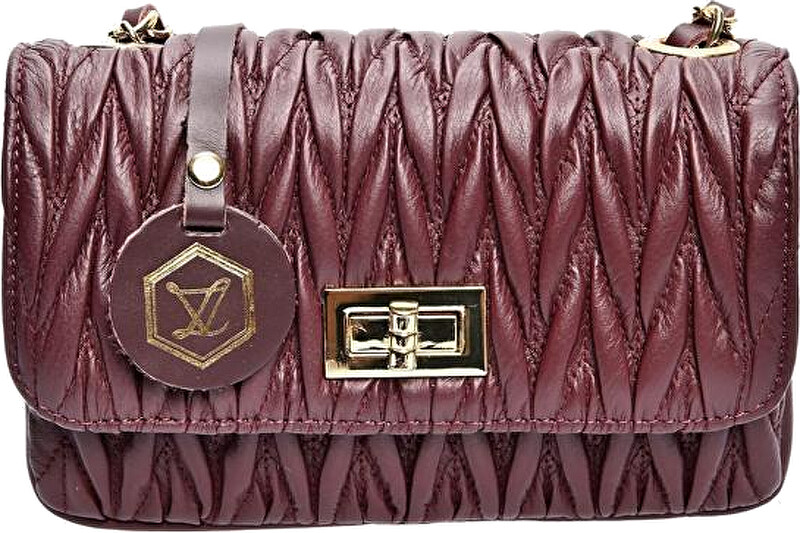 Dámská kožená crossbody kabelka LV 2214 Vino