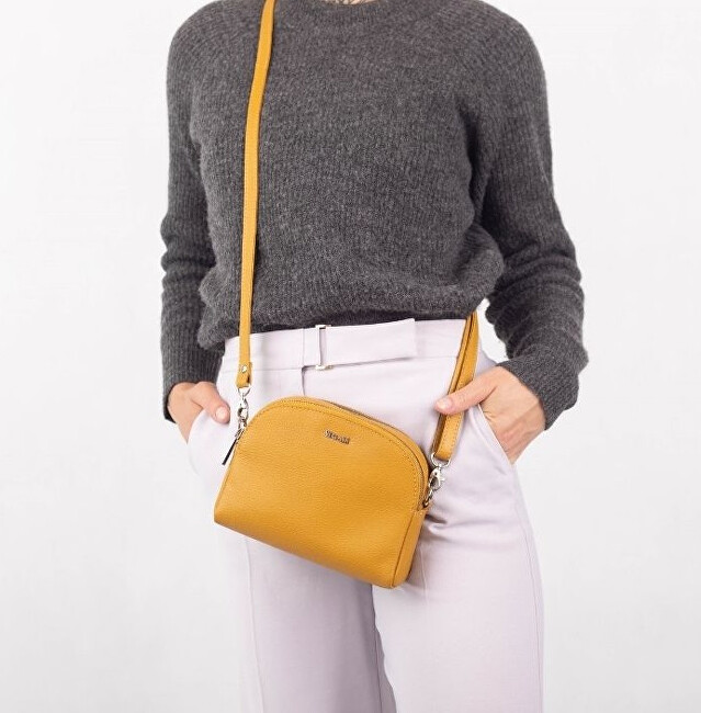 Dámská kožená crossbody kabelka 12 Mostaza