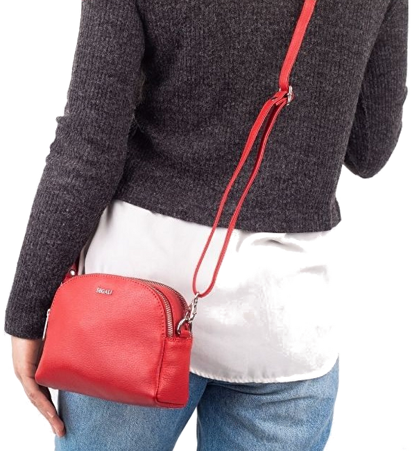 Dámská kožená crossbody kabelka 12 Red