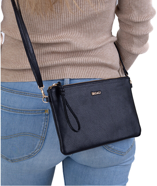 SEGALI Dámská kožená crossbody kabelka 50532 black