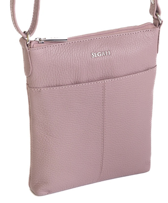 SEGALI Dámská kožená crossbody kabelka 7001 B cameo rose