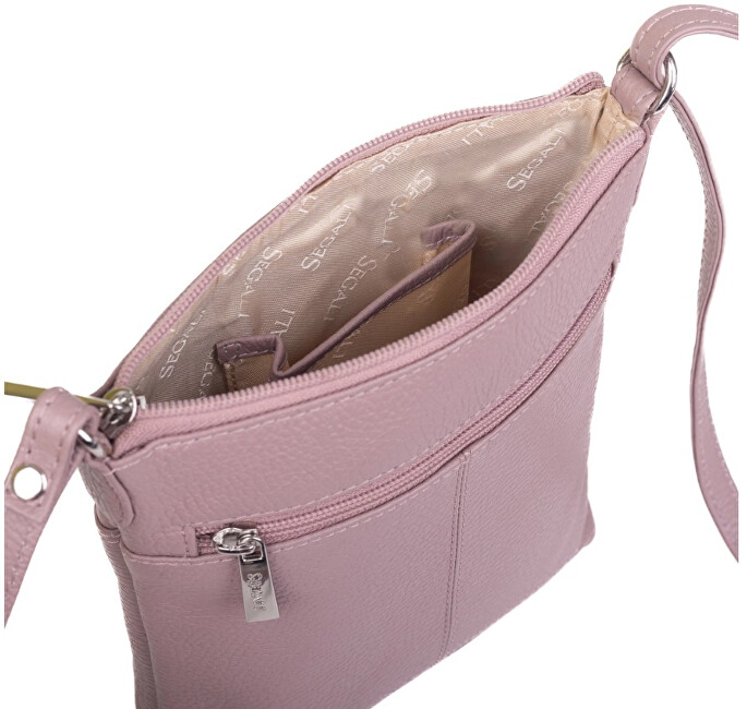 SEGALI Dámská kožená crossbody kabelka 7001 B cameo rose