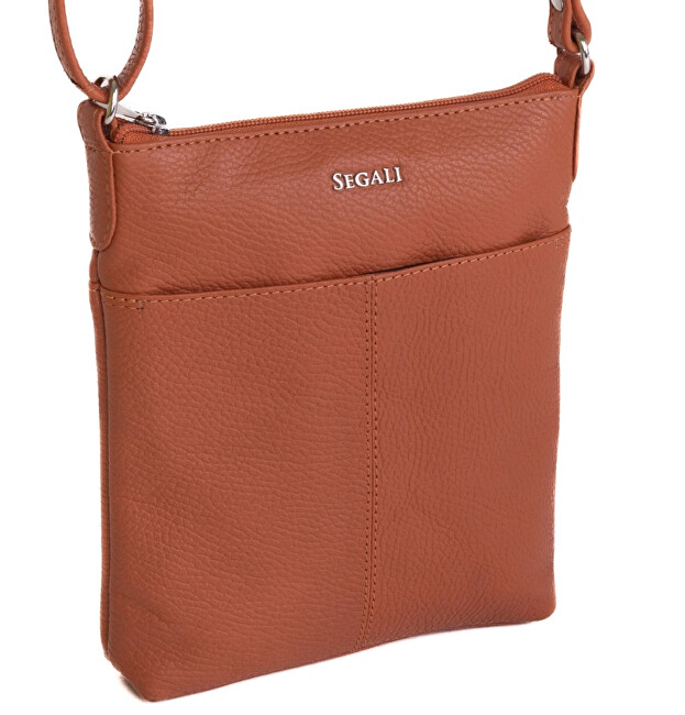 Dámská kožená crossbody kabelka 7001 B cuoio