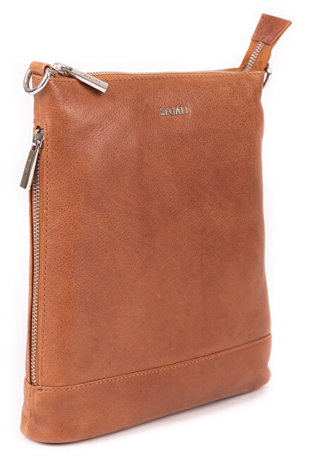 SEGALI Dámská kožená crossbody kabelka 9060 cognac