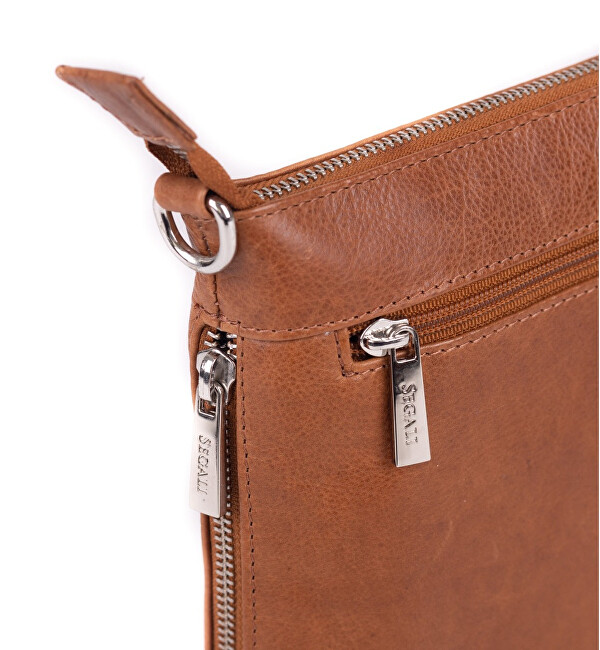 SEGALI Dámská kožená crossbody kabelka 9060 cognac